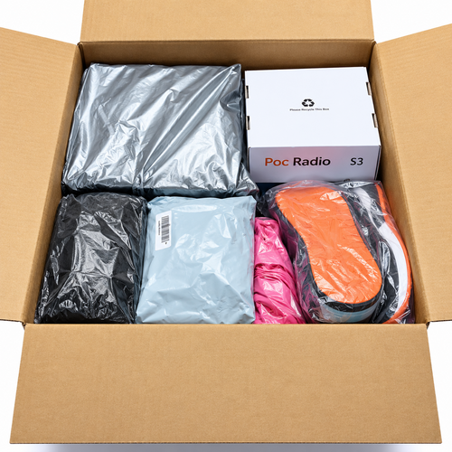 An open Temu Mystery Box showing example contents; actual contents vary